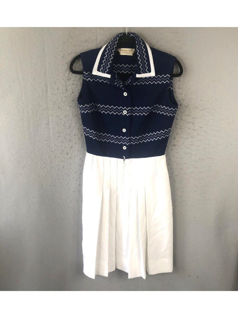 Vintage Howard Wolf Dress Womens M Zigzag Jacket Mod 70s Brittish Invasion Retro - Picture 2 of 16